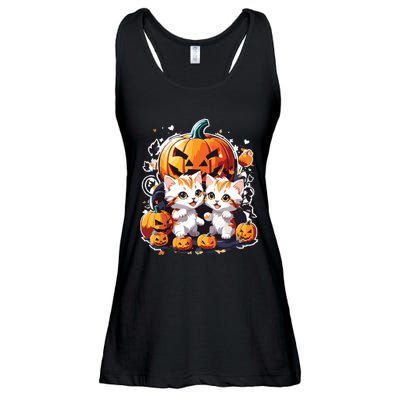 Baby Cats With Pumpkin Halloween Costume Boy Ladies Essential Flowy Tank