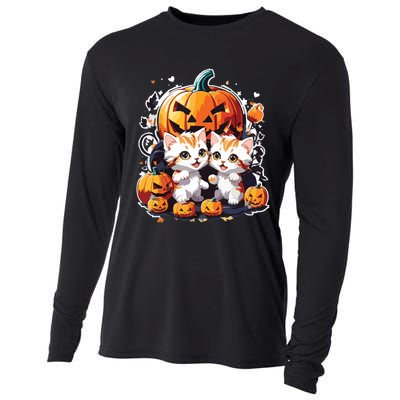 Baby Cats With Pumpkin Halloween Costume Boy Cooling Performance Long Sleeve Crew