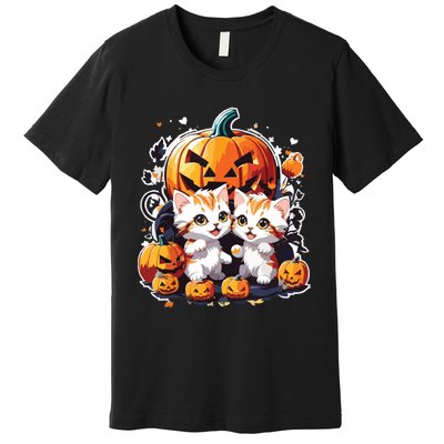 Baby Cats With Pumpkin Halloween Costume Boy Premium T-Shirt