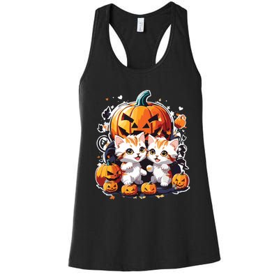 Baby Cats With Pumpkin Halloween Costume Boy Women's Racerback Tank