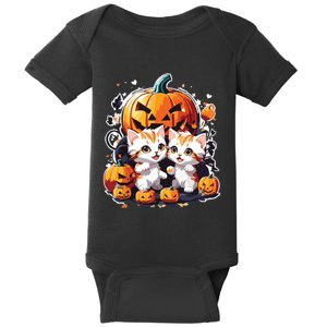 Baby Cats With Pumpkin Halloween Costume Boy Baby Bodysuit