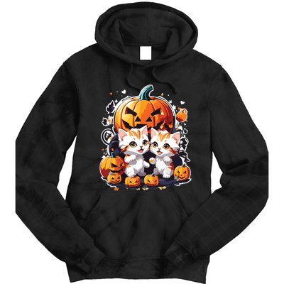 Baby Cats With Pumpkin Halloween Costume Boy Tie Dye Hoodie