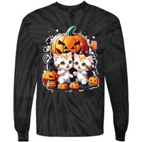 Baby Cats With Pumpkin Halloween Costume Boy Tie-Dye Long Sleeve Shirt