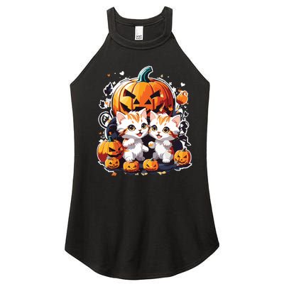 Baby Cats With Pumpkin Halloween Costume Boy Women's Perfect Tri Rocker Tank