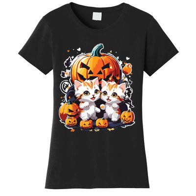 Baby Cats With Pumpkin Halloween Costume Boy Women's T-Shirt