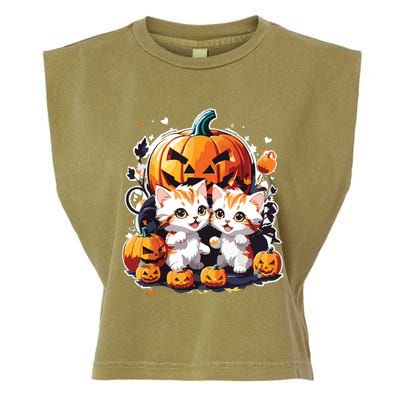 Baby Cats With Pumpkin Halloween Costume Boy Garment-Dyed Women's Muscle Tee