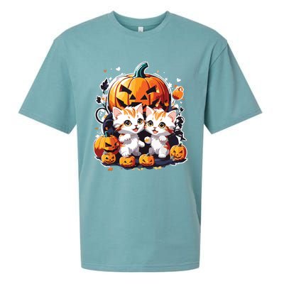 Baby Cats With Pumpkin Halloween Costume Boy Sueded Cloud Jersey T-Shirt