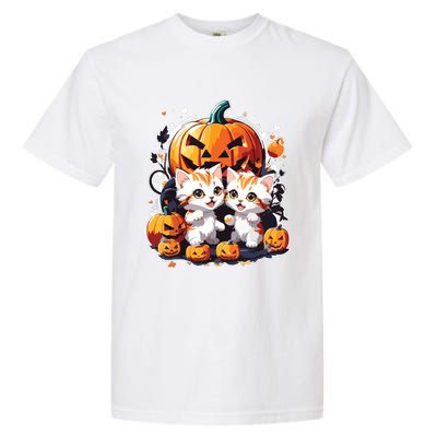 Baby Cats With Pumpkin Halloween Costume Boy Garment-Dyed Heavyweight T-Shirt