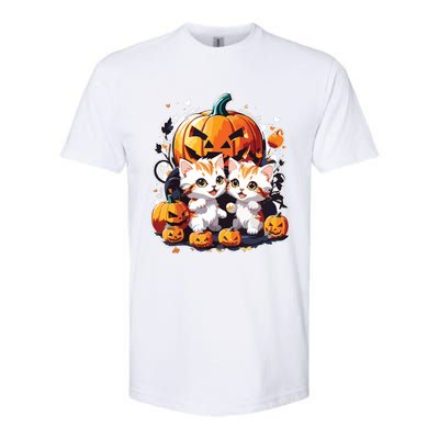 Baby Cats With Pumpkin Halloween Costume Boy Softstyle CVC T-Shirt