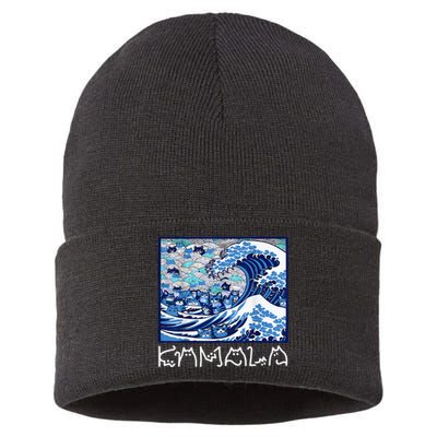 Blue Cats Wave For Kamala Sustainable Knit Beanie