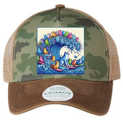 Blue Cats Wave For Kamala Funny Cat Lady Legacy Tie Dye Trucker Hat