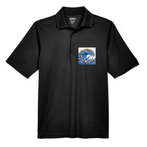 Blue Cats Wave For Kamala Funny Cat Lady Men's Origin Performance Pique Polo