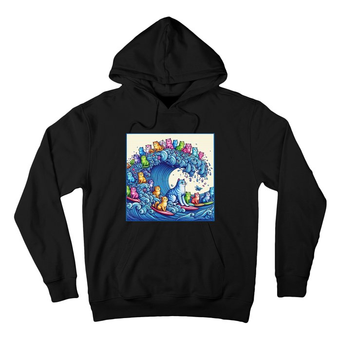 Blue Cats Wave For Kamala Funny Cat Lady Hoodie