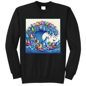 Blue Cats Wave For Kamala Funny Cat Lady Sweatshirt