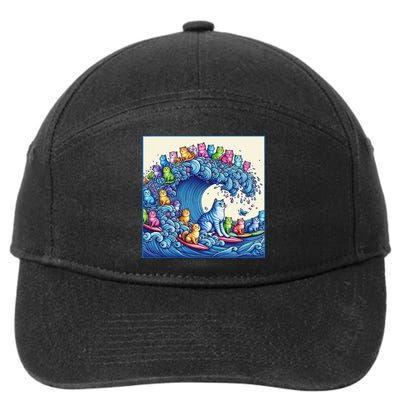 Blue Cats Wave For Kamala Funny Cat Lady 7-Panel Snapback Hat