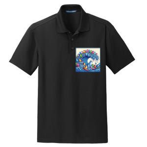 Blue Cats Wave For Kamala Funny Cat Lady Dry Zone Grid Polo