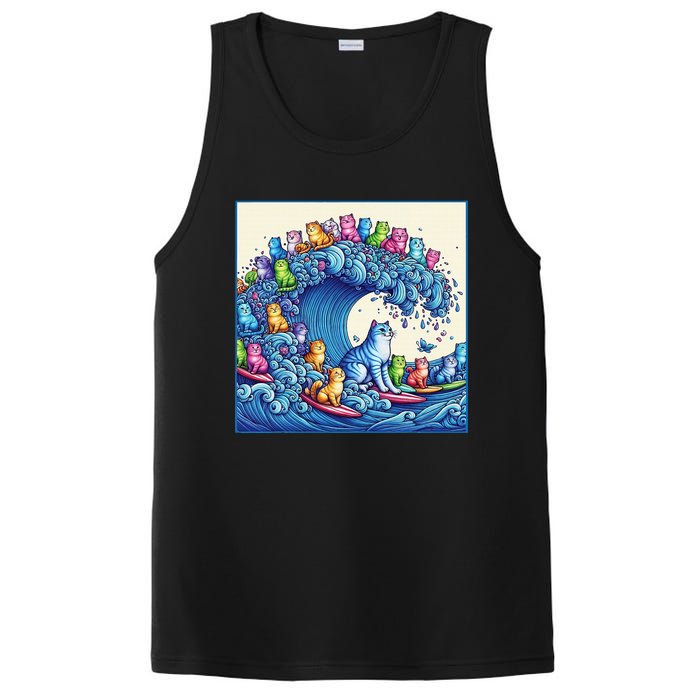 Blue Cats Wave For Kamala Funny Cat Lady PosiCharge Competitor Tank