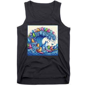 Blue Cats Wave For Kamala Funny Cat Lady Tank Top