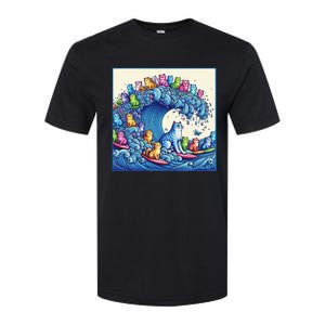 Blue Cats Wave For Kamala Funny Cat Lady Softstyle CVC T-Shirt