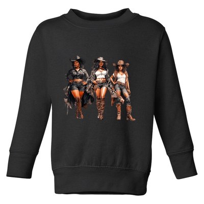 Black Cowgirl Western Rodeo Melanin Black History Texas Toddler Sweatshirt