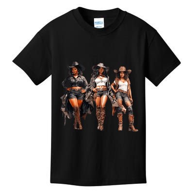 Black Cowgirl Western Rodeo Melanin Black History Texas Kids T-Shirt