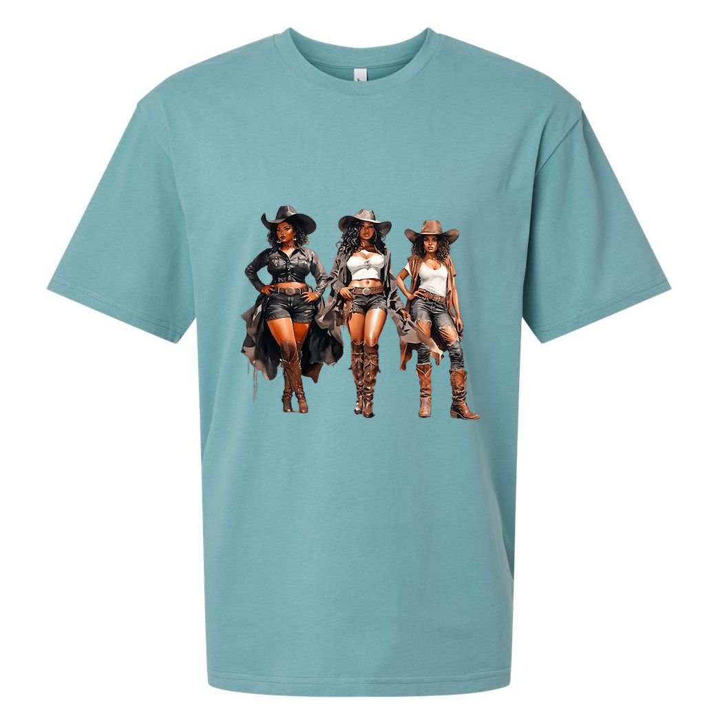 Black Cowgirl Western Rodeo Melanin Black History Texas Sueded Cloud Jersey T-Shirt