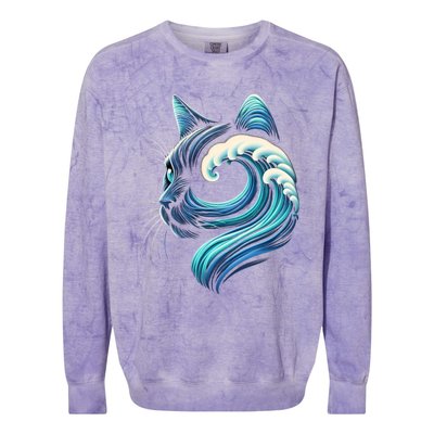 Blue Cats Wave For Kamala Funny Blue Wave Of Cat Ladies Cute Gift Colorblast Crewneck Sweatshirt