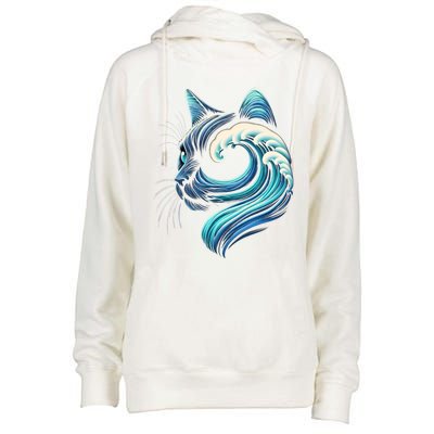 Blue Cats Wave For Kamala Funny Blue Wave Of Cat Ladies Cute Gift Womens Funnel Neck Pullover Hood