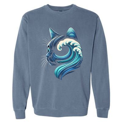 Blue Cats Wave For Kamala Funny Blue Wave Of Cat Ladies Cute Gift Garment-Dyed Sweatshirt