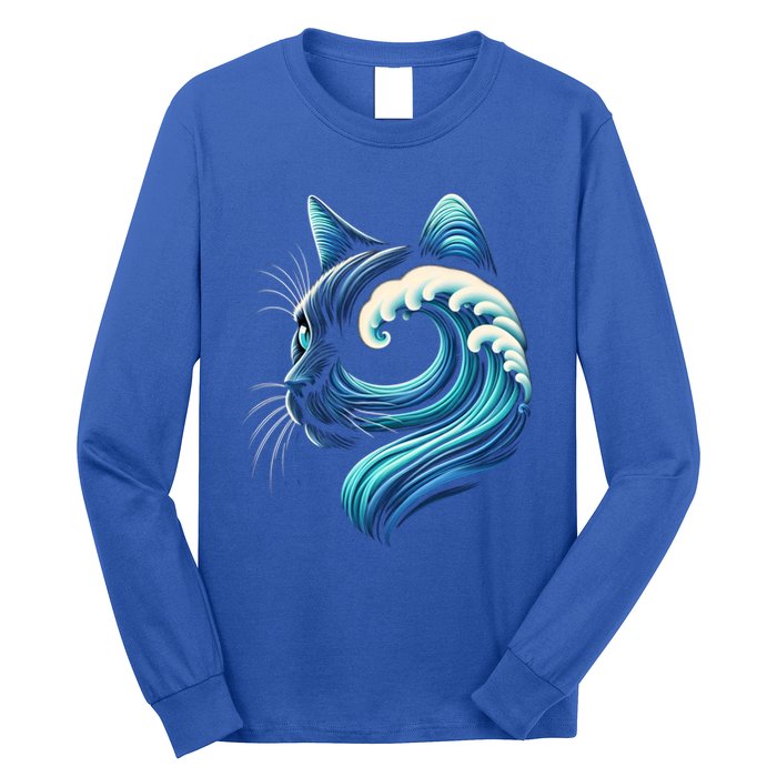 Blue Cats Wave For Kamala Funny Blue Wave Of Cat Ladies Cute Gift Long Sleeve Shirt