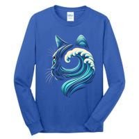 Blue Cats Wave For Kamala Funny Blue Wave Of Cat Ladies Cute Gift Tall Long Sleeve T-Shirt