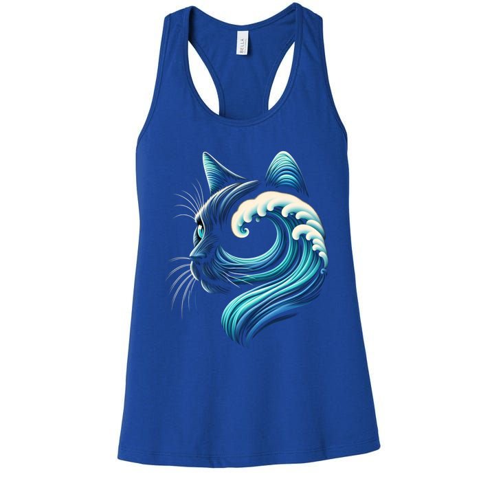 Blue Cats Wave For Kamala Funny Blue Wave Of Cat Ladies Cute Gift Women's Racerback Tank