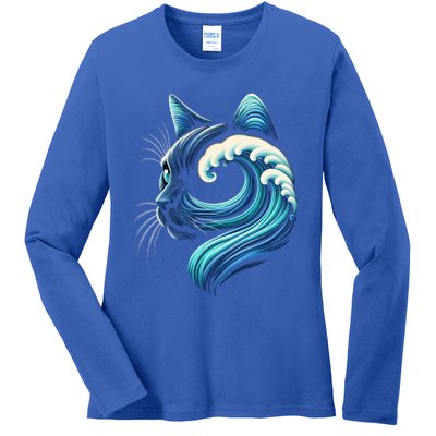 Blue Cats Wave For Kamala Funny Blue Wave Of Cat Ladies Cute Gift Ladies Long Sleeve Shirt