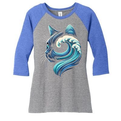 Blue Cats Wave For Kamala Funny Blue Wave Of Cat Ladies Cute Gift Women's Tri-Blend 3/4-Sleeve Raglan Shirt