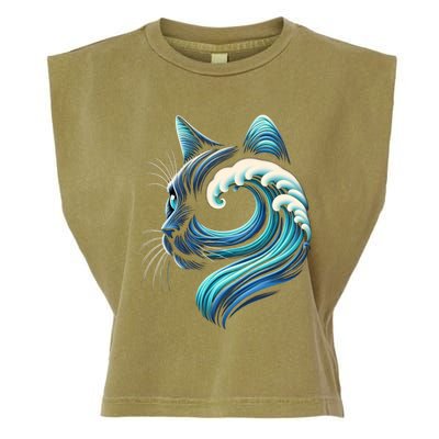 Blue Cats Wave For Kamala Funny Blue Wave Of Cat Ladies Cute Gift Garment-Dyed Women's Muscle Tee