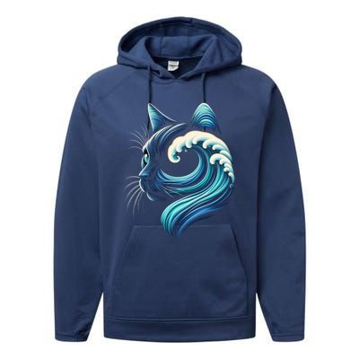 Blue Cats Wave For Kamala Funny Blue Wave Of Cat Ladies Cute Gift Performance Fleece Hoodie