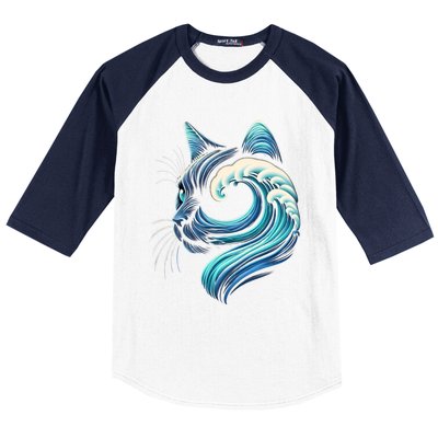 Blue Cats Wave For Kamala Funny Blue Wave Of Cat Ladies Cute Gift Baseball Sleeve Shirt