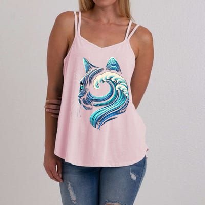 Blue Cats Wave For Kamala Funny Blue Wave Of Cat Ladies Cute Gift Women's Strappy Tank