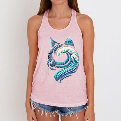 Blue Cats Wave For Kamala Funny Blue Wave Of Cat Ladies Cute Gift Women's Knotted Racerback Tank