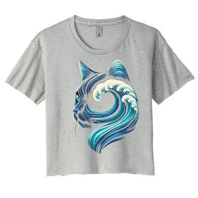 Blue Cats Wave For Kamala Funny Blue Wave Of Cat Ladies Cute Gift Women's Crop Top Tee