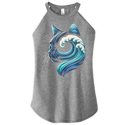 Blue Cats Wave For Kamala Funny Blue Wave Of Cat Ladies Cute Gift Women's Perfect Tri Rocker Tank