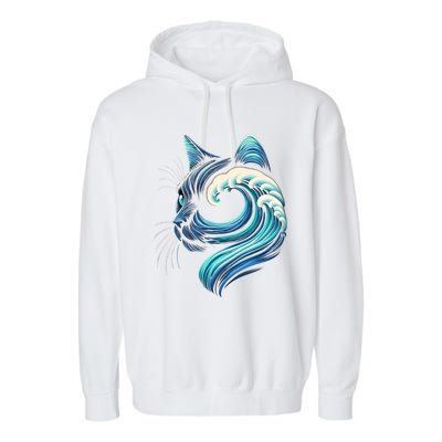 Blue Cats Wave For Kamala Funny Blue Wave Of Cat Ladies Cute Gift Garment-Dyed Fleece Hoodie