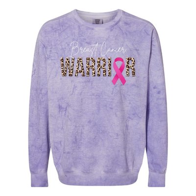 Breast Cancer Warrior Pink Ribbon Cheetah Colorblast Crewneck Sweatshirt