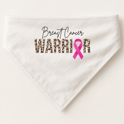 Breast Cancer Warrior Pink Ribbon Cheetah USA-Made Doggie Bandana