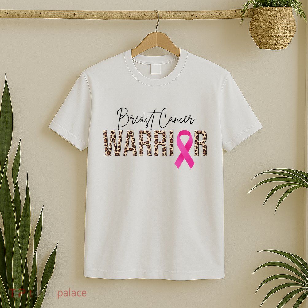 Breast Cancer Warrior Pink Ribbon Cheetah T-Shirt