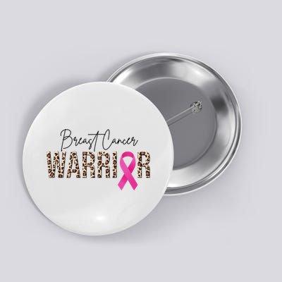Breast Cancer Warrior Pink Ribbon Cheetah Button
