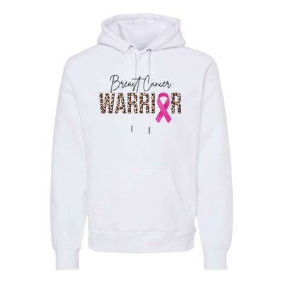 Breast Cancer Warrior Pink Ribbon Cheetah Premium Hoodie