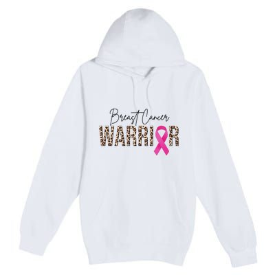 Breast Cancer Warrior Pink Ribbon Cheetah Premium Pullover Hoodie