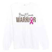 Breast Cancer Warrior Pink Ribbon Cheetah Premium Crewneck Sweatshirt