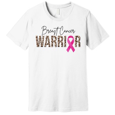 Breast Cancer Warrior Pink Ribbon Cheetah Premium T-Shirt